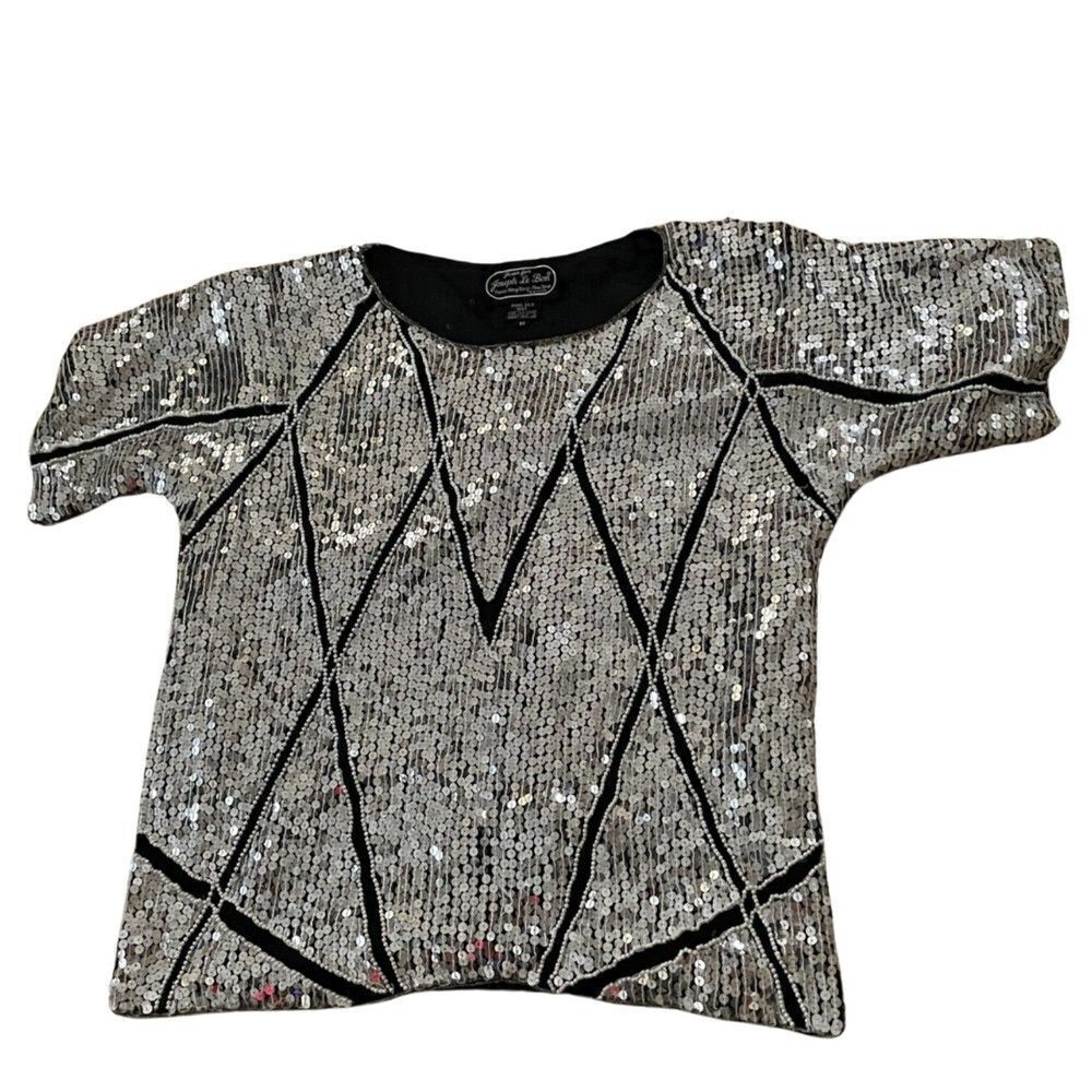 Vintage Women's Medium Joseph Le Bon Sequin Design Shirt 100% Silk